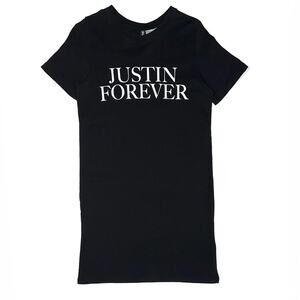 H&M Divided ‘Justin Forever’ Bieber World Tour Black T-Shirt Dress Size 4